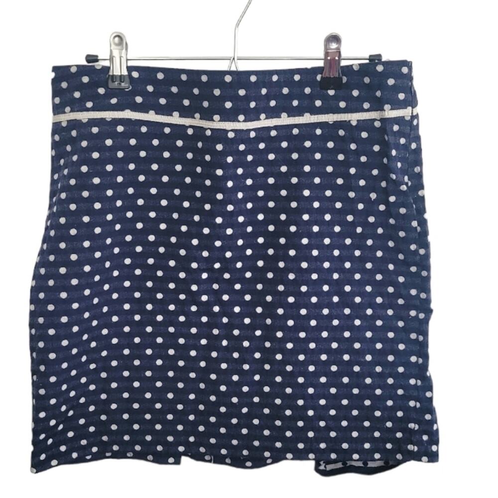 Size 4 Max Studio navy blue & white polka dot pencil skirt, excellent condition